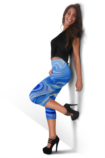 Blue Marble Capri Leggings