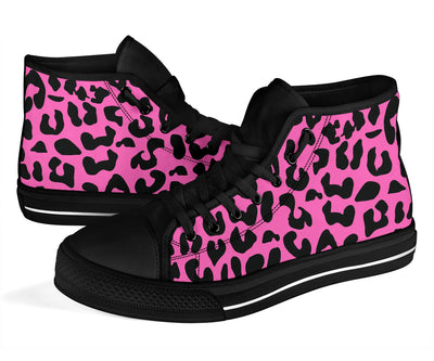 Pink Leopard Print High Top Shoes