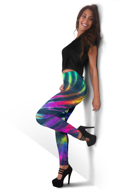 Colorful Neon Tie Dye Print Leggings