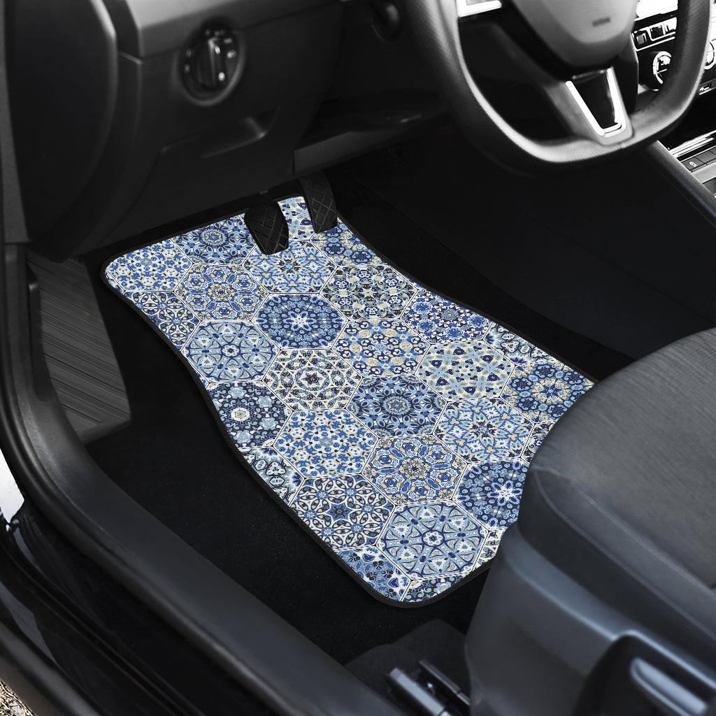 Blue Mandalas Honeycomb Car Floor Mats