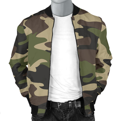 Mens Army Green Camouflage Bomber Jacket