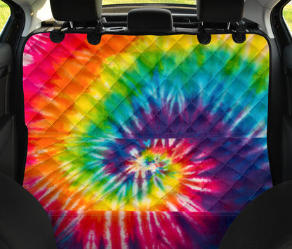 Colorful Tie Dye Print Spiral Car Back Seat Pet Cover