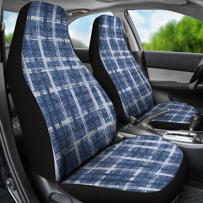 Denim Blue Plaid Car Seat Covers