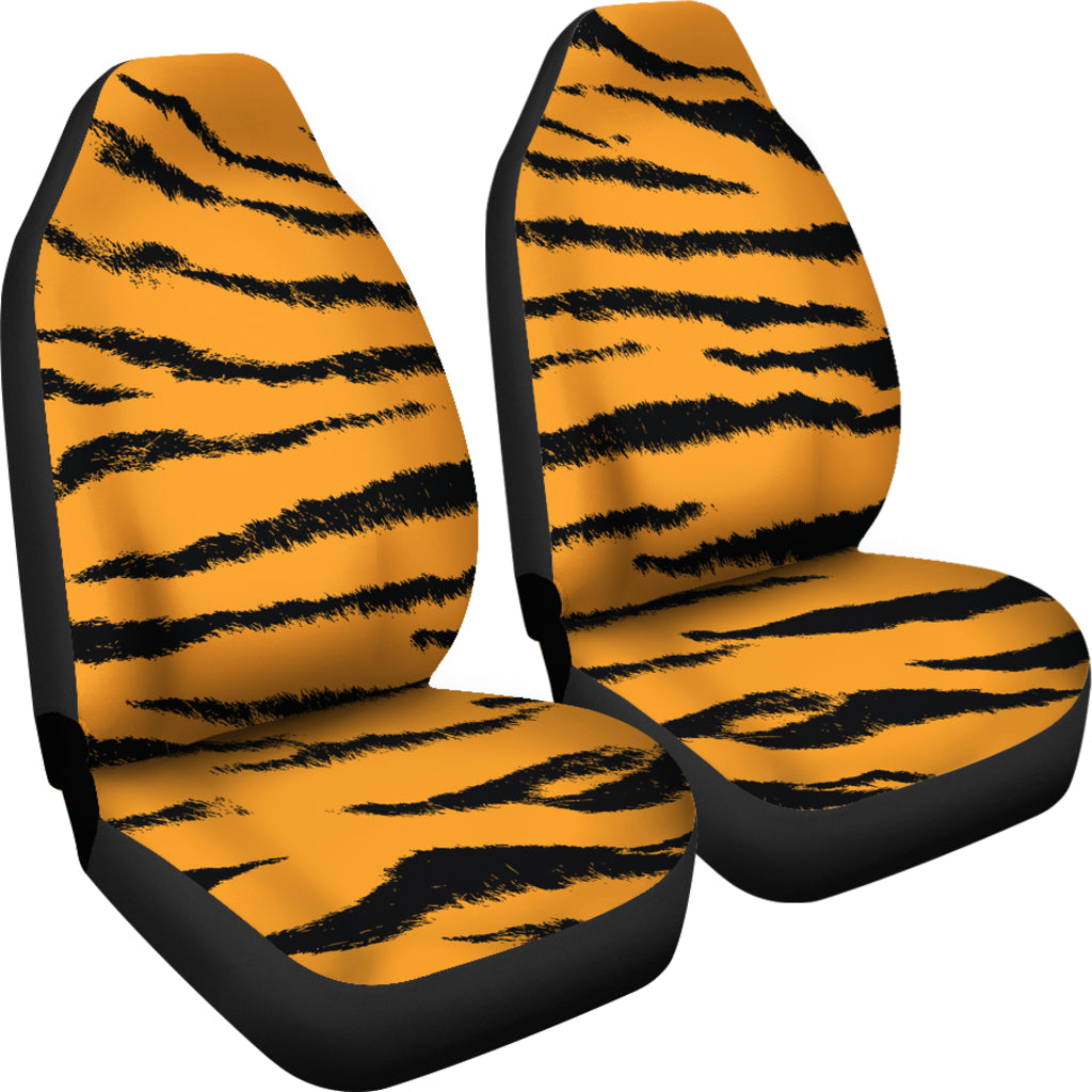 Orange Tiger Print Car Seat Covers