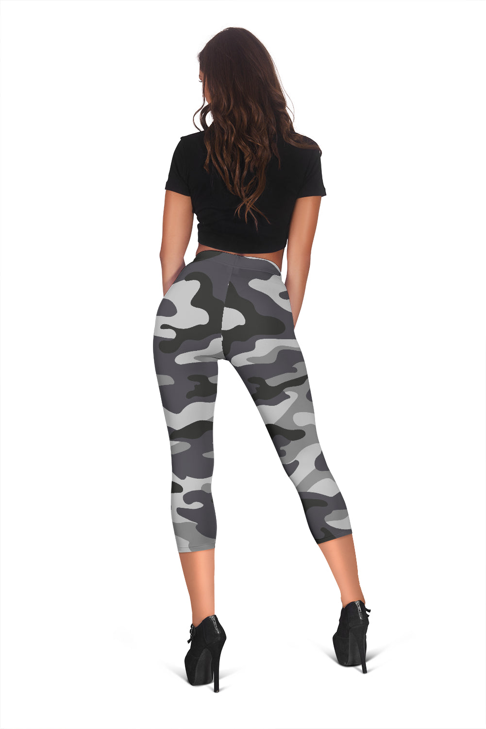 Grey Camouflage Capri Leggings