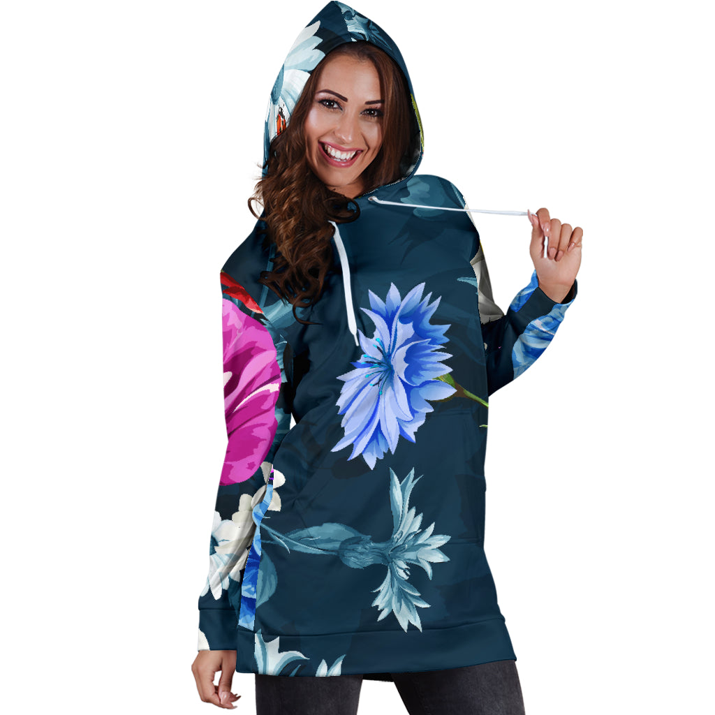 Colorful Flowers Womens Hoodie Dress
