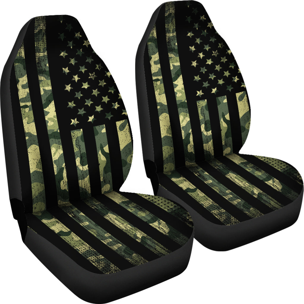 Army Green Camouflage American Flag Car Seat Covers