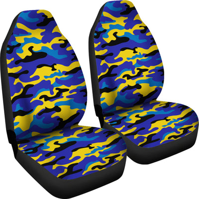 Yellow & Blue Camouflage Car Seat Covers