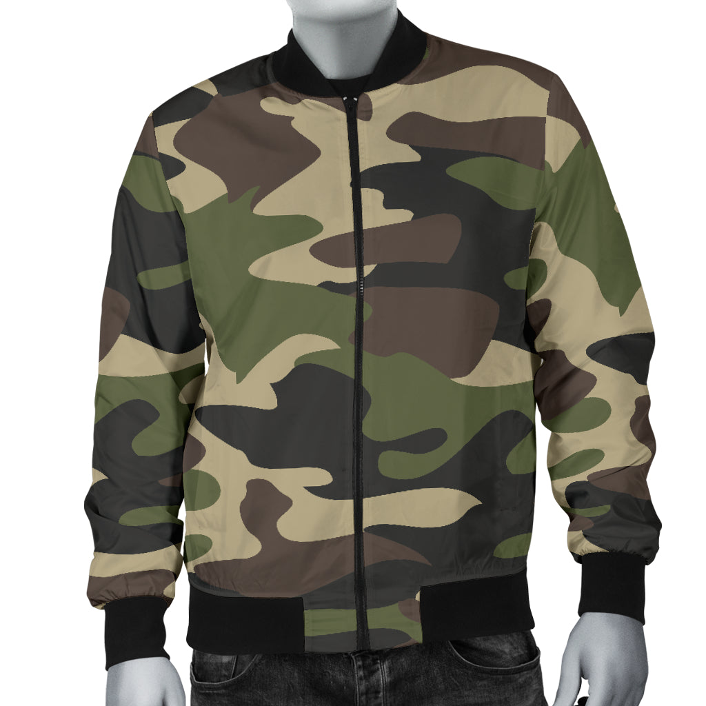 Mens Army Green Camouflage Bomber Jacket