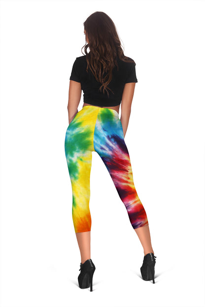 Colorful Tie Dye Abstract Capri Leggings