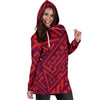 Red Tribal Womens Hoodie Dress