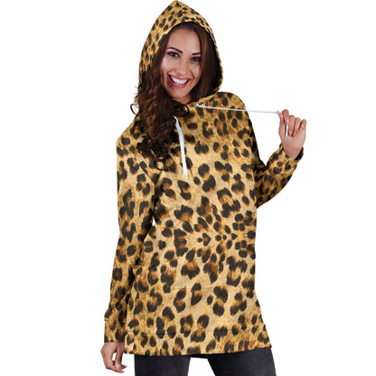 Cheetah Leopard Print Womens Hoodie Dress
