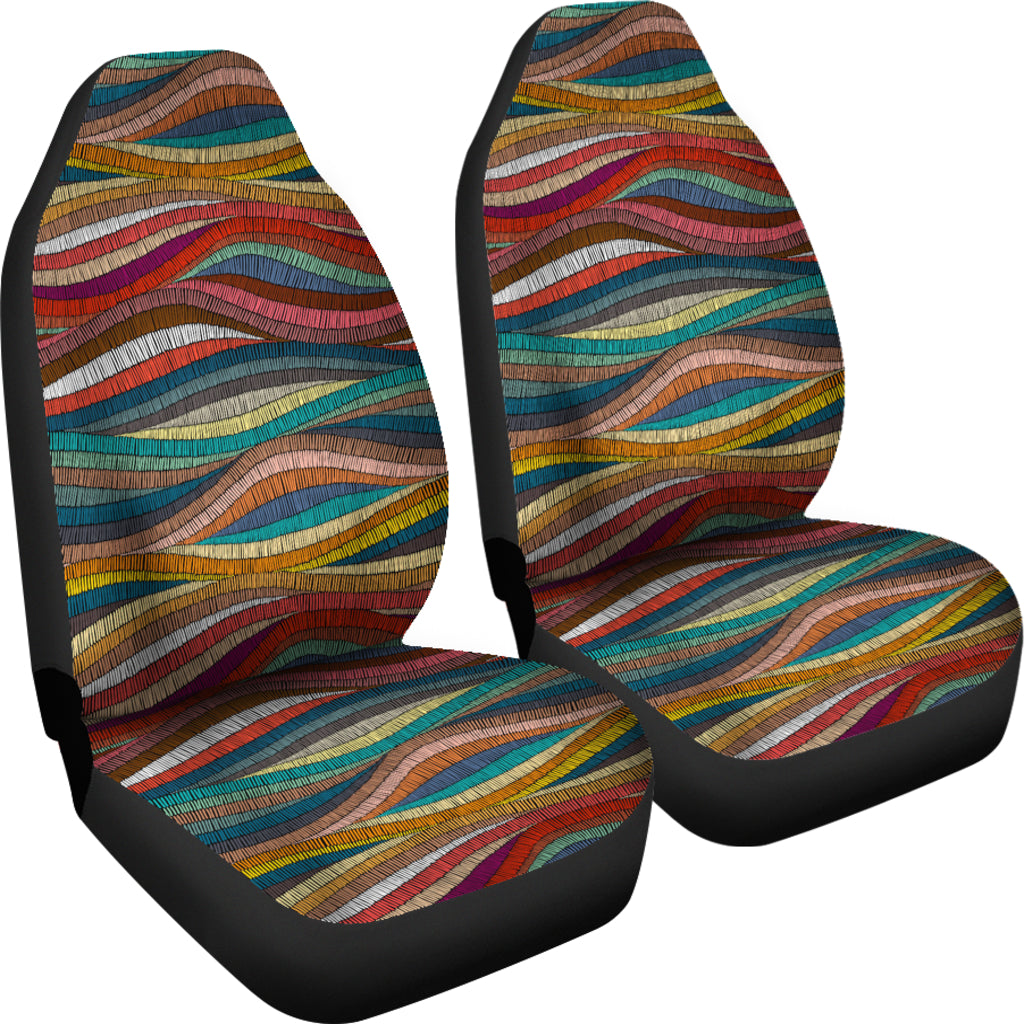 Colorful Abstract Waves Car Seat Covers