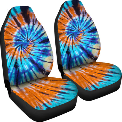 Blue & Orange Tie Dye Print Car Seat Covers