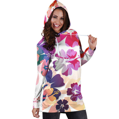 Colorful Aloha Flowers Womens Hoodie Dress