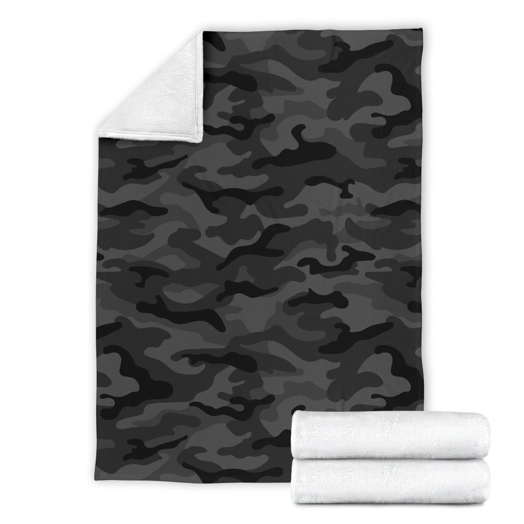 Dark Grey Camouflage Blanket