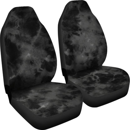 Dark Grey Grunge Tie Dye Print Car Seat Covers