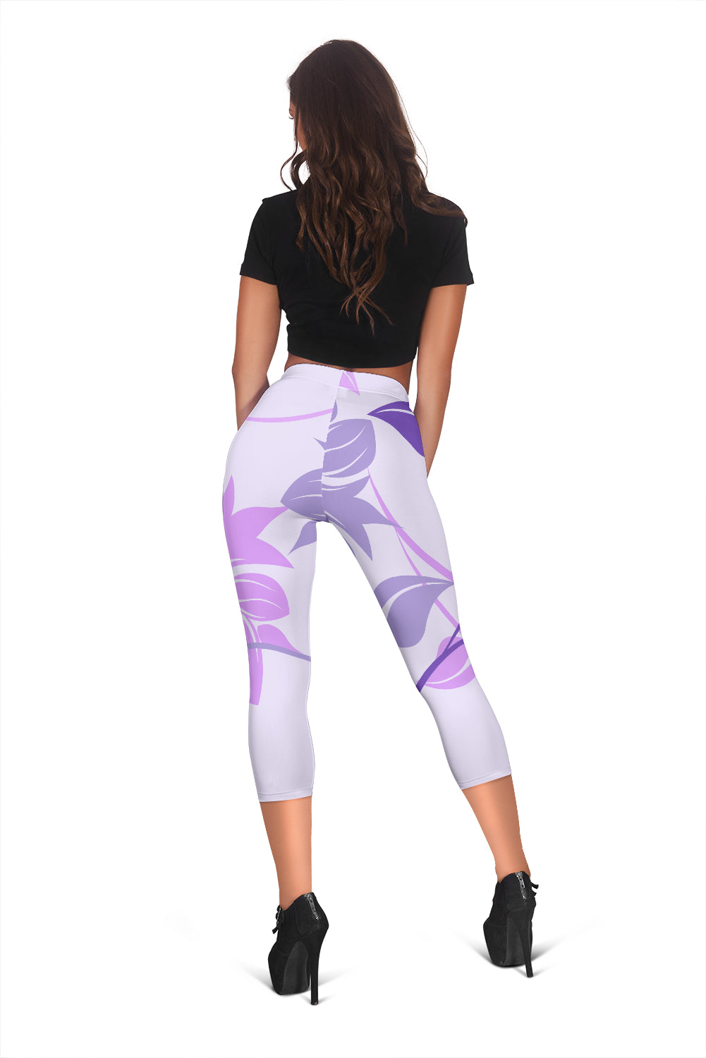 Purple Floral Capri Leggings