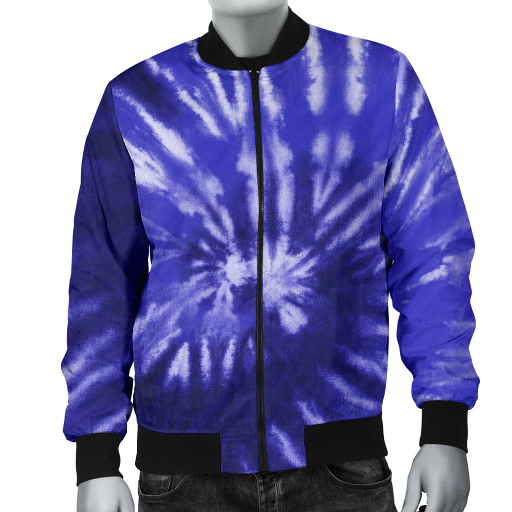 Mens Royal Blue Tie Dye Bomber Jacket
