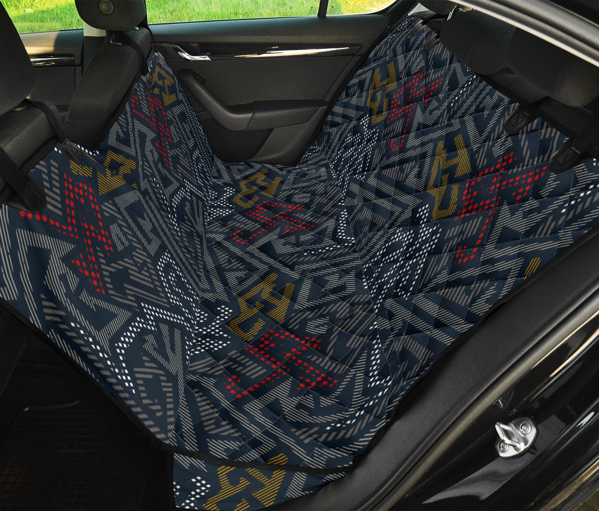 Dark Grey Abstract Car Back Seat Pet Cover