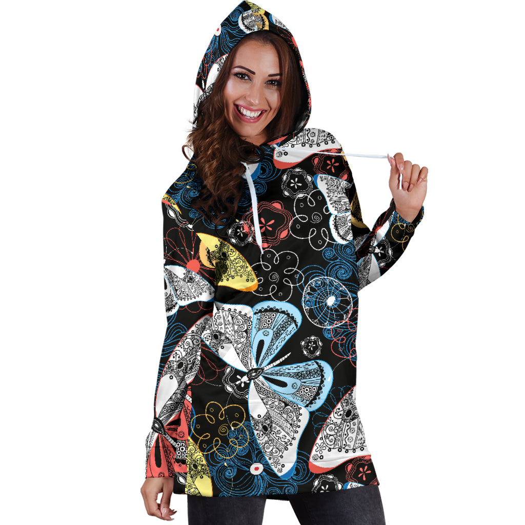 Colorful Butterflies Decor Womens Hoodie Dress