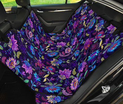 Purple Flowers Car Back Seat Pet Cover