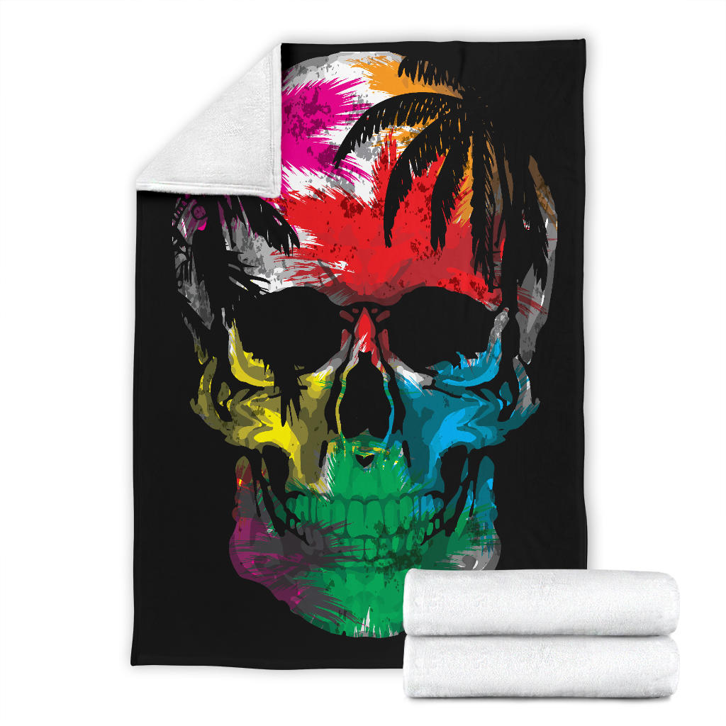 Colorful Tropical Skull Blanket