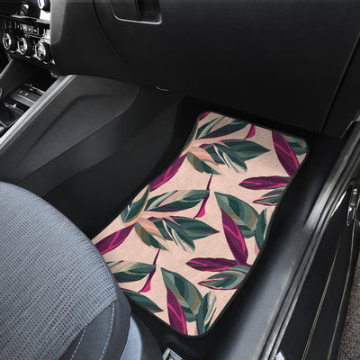 Beige Floral Leaves Car Floor Mats