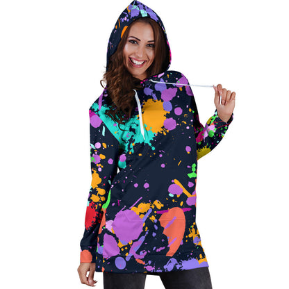 Colorful Paint Drip Womens Hoodie Dress