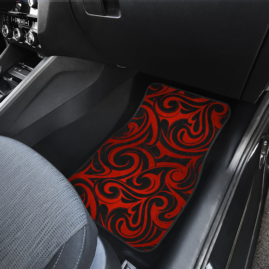 Red Tribal Swirls Car Floor Mats