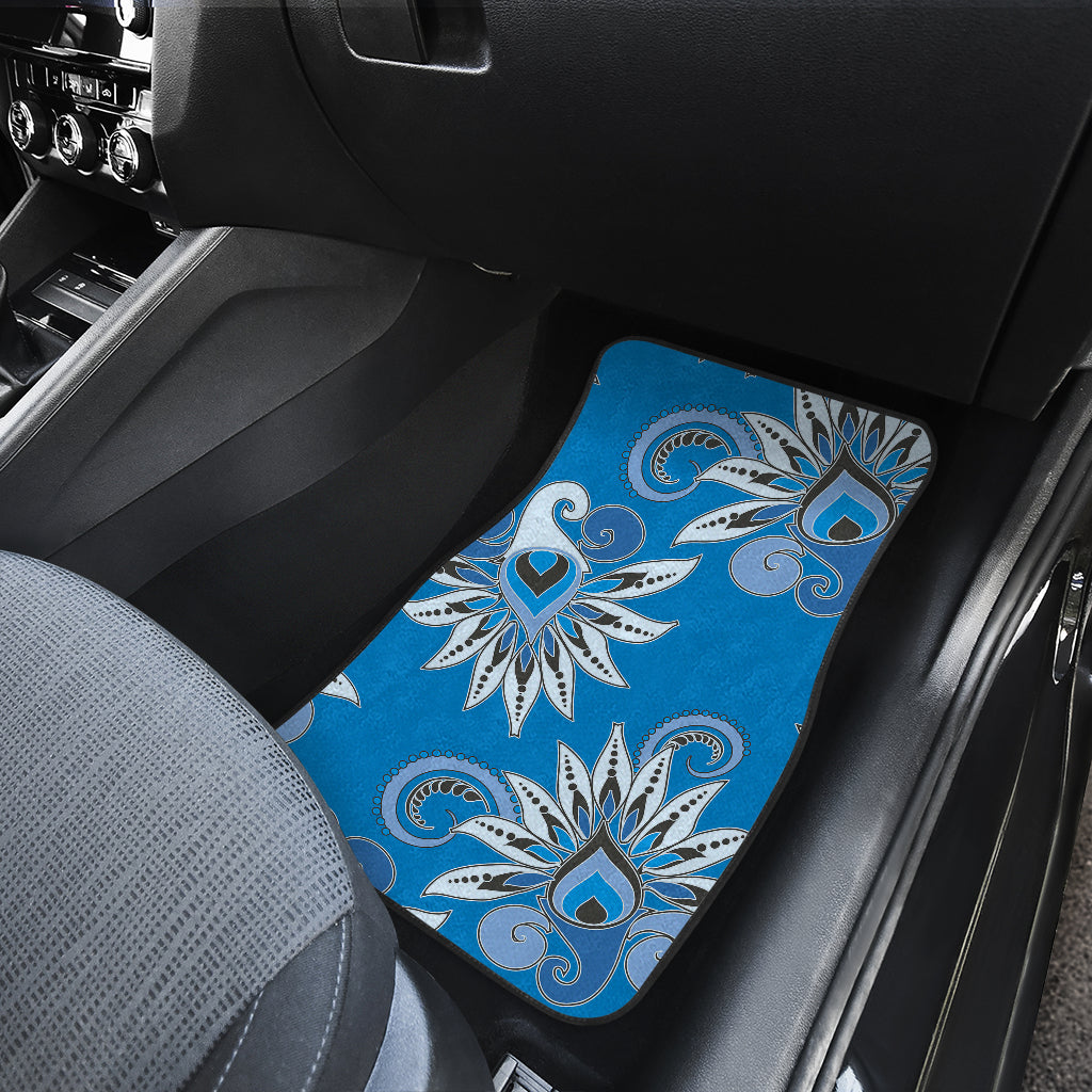 Blue Floral Decor Car Floor Mats
