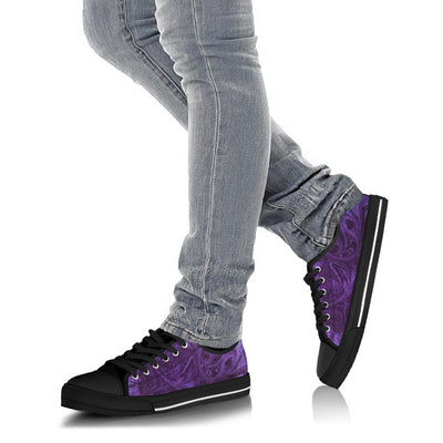 Purple Swirls Black Low Top Shoes