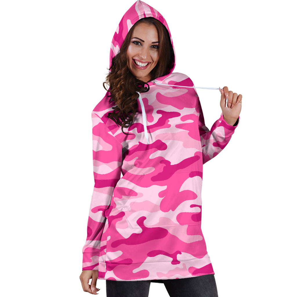 Pink Camouflage Hoodie Dress