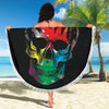 Colorful Tropical Skull Round Beach Blanket