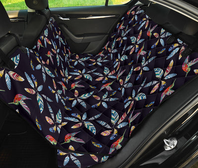 Colorful Hummingbirds & Feathers Car Back Seat Pet Cover