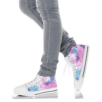 Pink Cotton Candy Tie Dye Print High Top Shoes