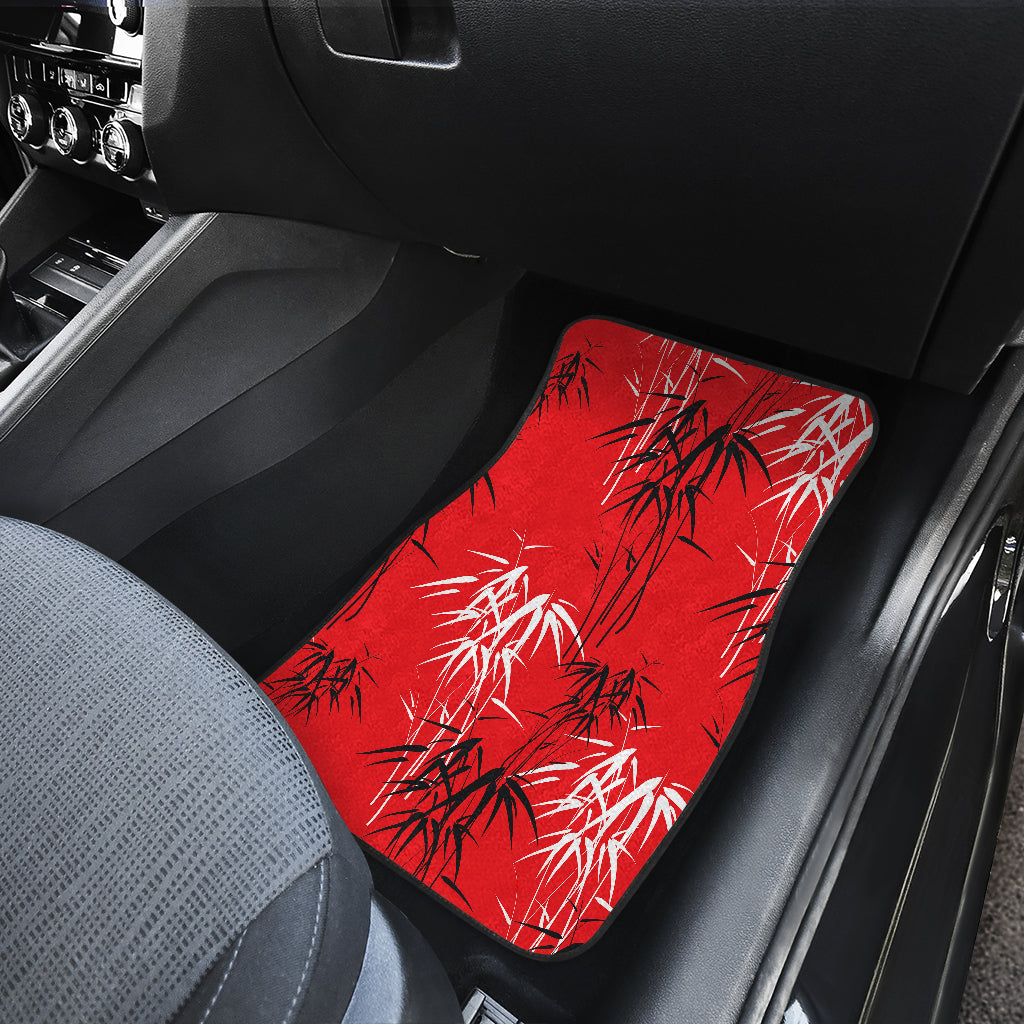Red Oriental Plants Car Floor Mats