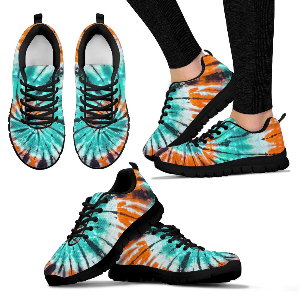 Teal Orange Tie Dye Sneakers