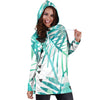 Teal Leaves Womens Hoodie Dress