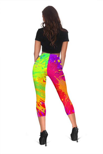 Colorful Paint Capri Leggings