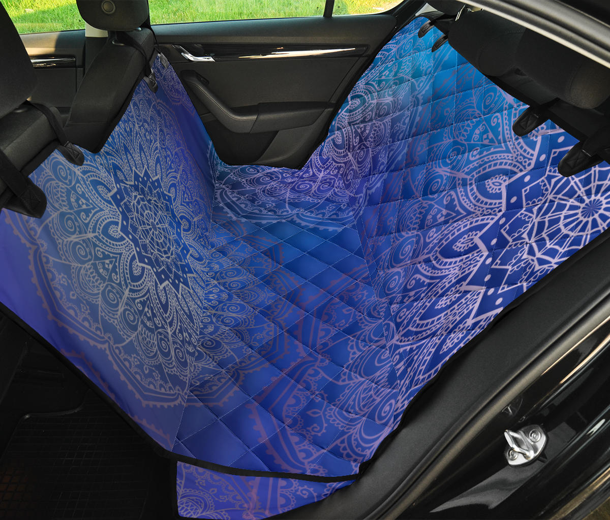 Blue Mandalas Car Back Seat Pet Cover CMYK