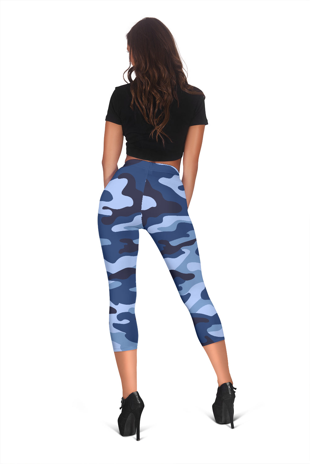Blue Camouflage Capri Leggings
