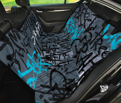 Blue Graffiti Car Back Seat Pet Cover