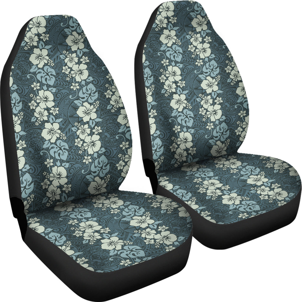 Green Floral Tribal Polynesian Car Seat Covers