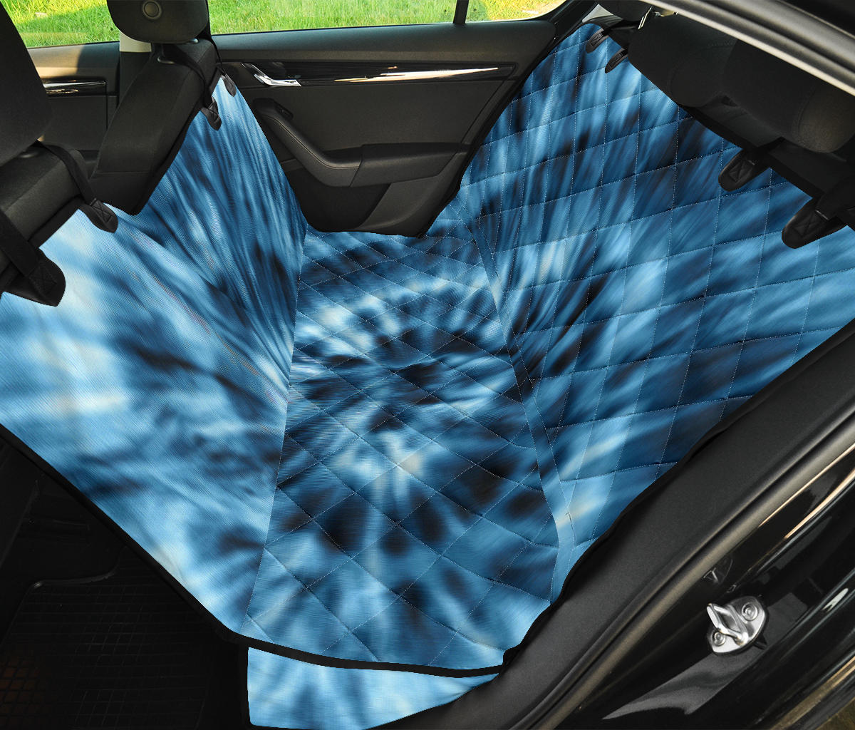 Blue Tie Dye Print Car Back Seat Pet Cover