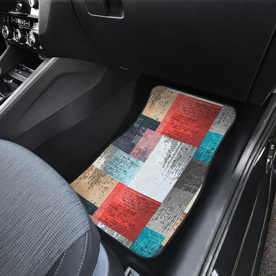 Red White Abstract Blocks Car Floor Mats