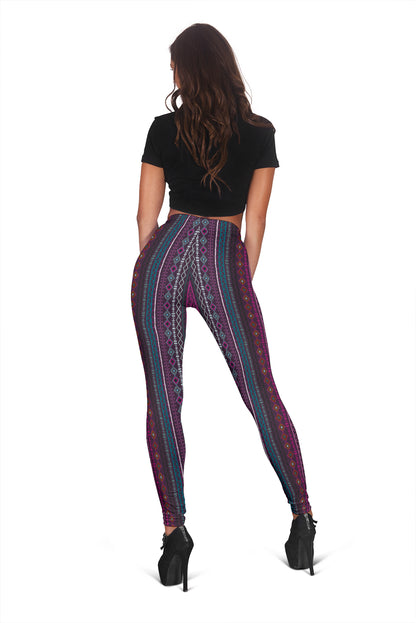 Purple Boho Stripes Leggings