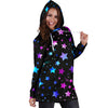 Pink & Blue Stars Womens Hoodie Dress