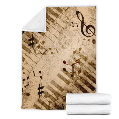 Vintage Piano Music Notes Blanket