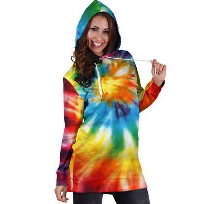 Colorful Tie Dye Print Abstract Art Womens Hoodie Dress